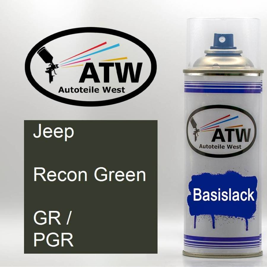 Jeep, Recon Green, GR / PGR: 400ml Sprühdose, von ATW Autoteile West.